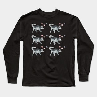 siberian husky dog pattern Long Sleeve T-Shirt